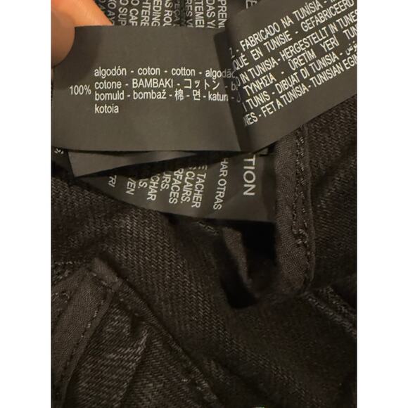 ZARA Mid Rise Wide Flare Leg Full Length Boot Cut Jean 100% Cotton 4 Black #4117 - Picture 10 of 15